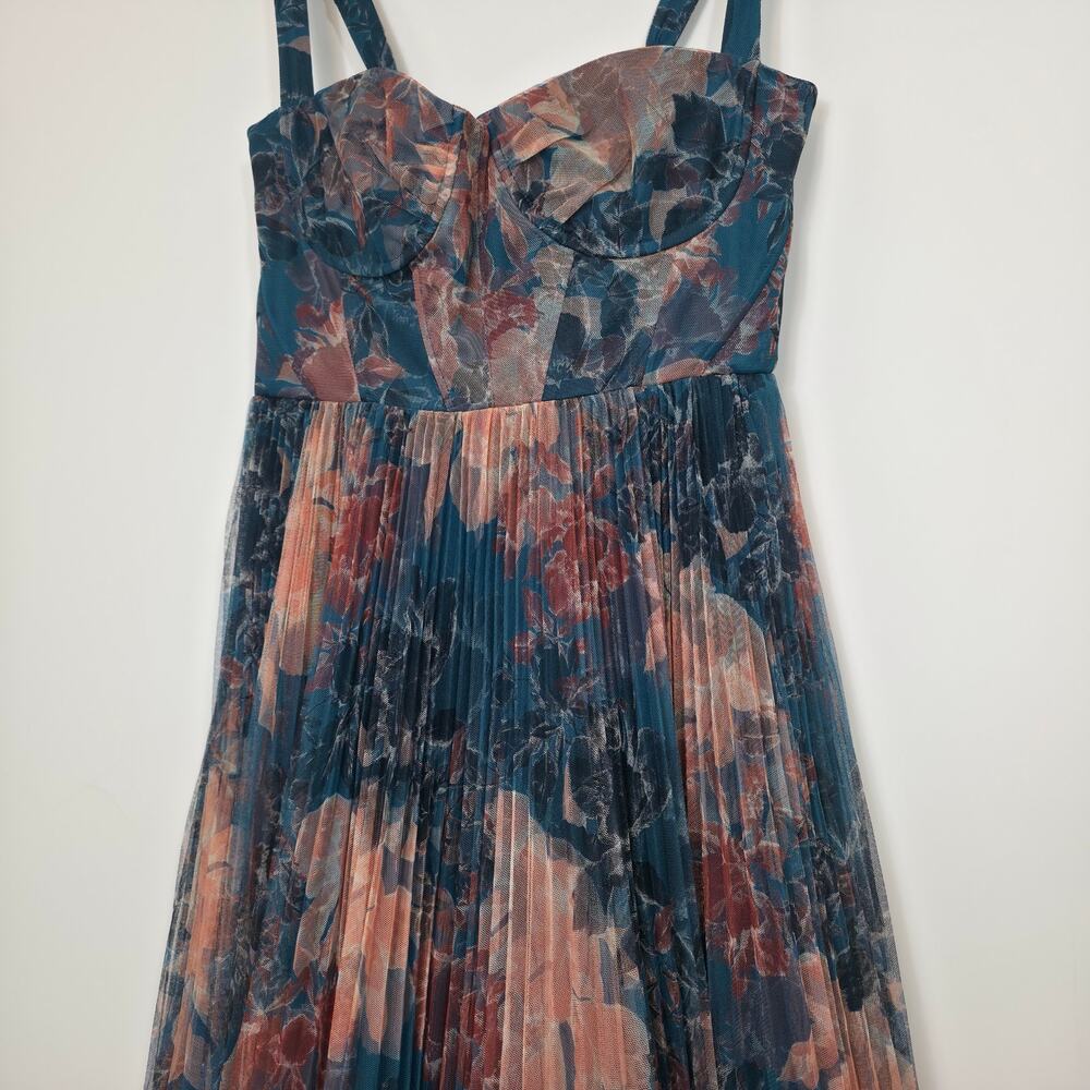 Hutch Willa Sleeveless Tulle Tiered Maxi Blue Floral Sweetheart Gown Sz 12 NWT - Picture 8 of 11